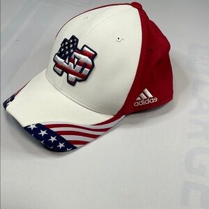 Adidas Red and White Cap with‎ Flag Pattern